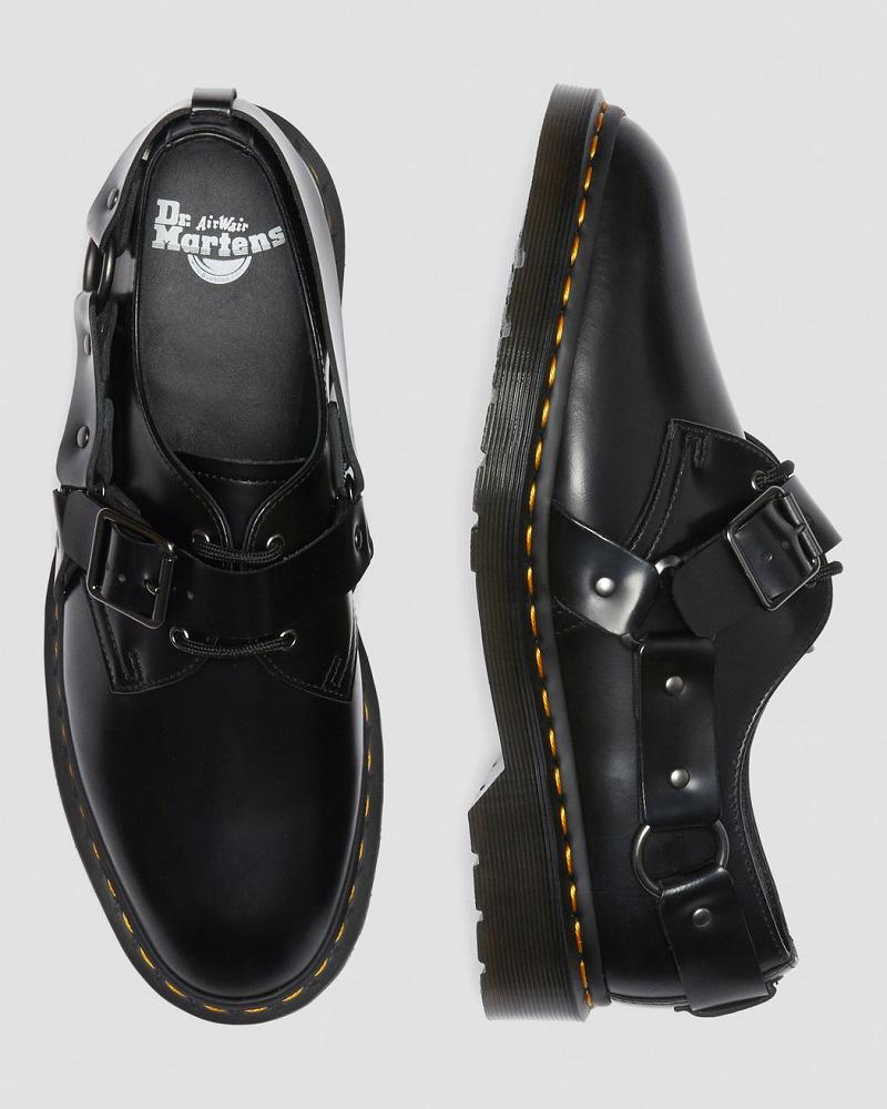 Dr Martens Henree Polished Smooth Leren Schoenen Met Gesp Heren Zwart | NL 235SGL